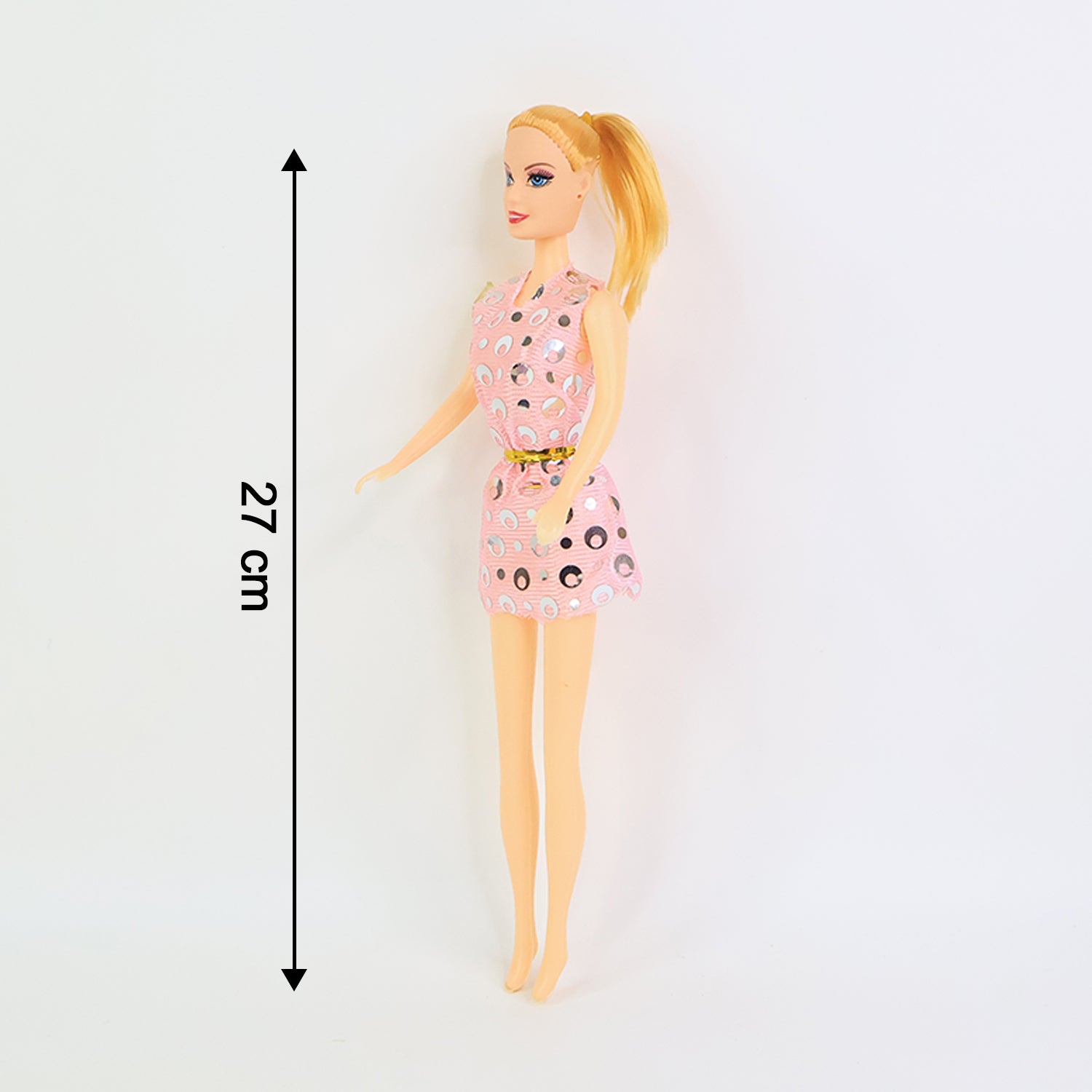 Premium Fashion Doll with Polka-Dotted Dress and Stylish Belt (1 Pc) Premium Fashion Doll with Polka-Dotted Dress and Stylish Belt (1 Pc)